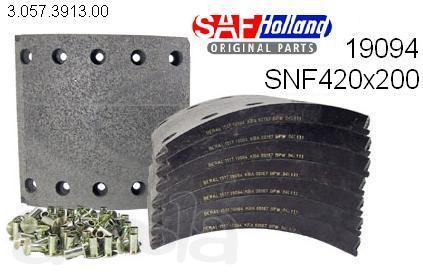 Накладки тормозные SAF 420x200 (с заклепками) САФ оригинал